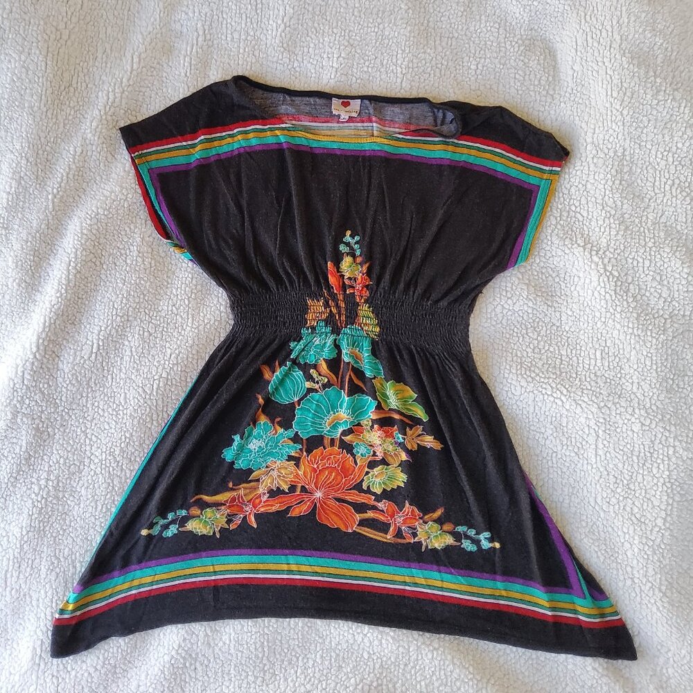 Y2k Bohemian Floral Embroidered Tunic Dress